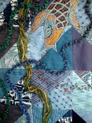 Detail View of "Koi Being Coy - Again" copyright 2001 -  Art Quilt by Dottie Gantt