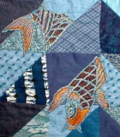 In-Between Detail View of "Koi Being Coy - Again" copyright 2001 -  Art Quilt by Dottie Gantt