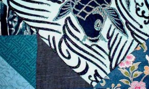 Before Detail View of "Koi Being Coy - Again" copyright 2001 -  Art Quilt by Dottie Gantt