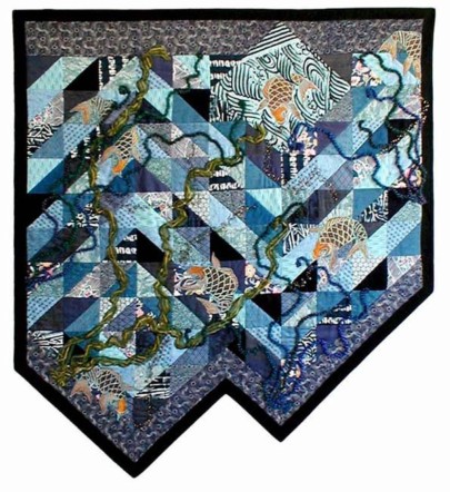 "Koi Being Coy - Again" copyright 2001 -  Art Quilt by Dottie Gantt