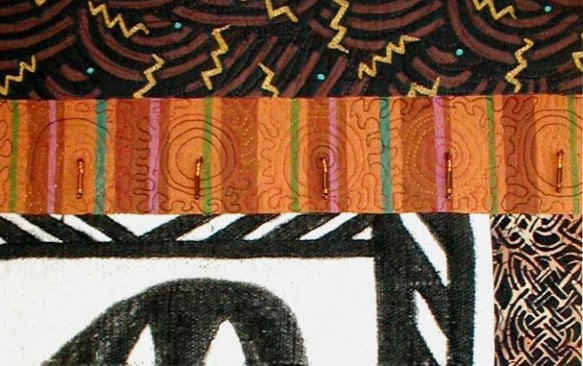 Detail View of "Mali Mud" copyright 2001 -  Art Quilt by Dottie Gantt