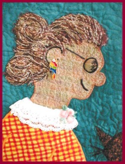 Detail View of "The Porcelain Goddess" copyright 2001 - Art Quilt by Dottie Gantt